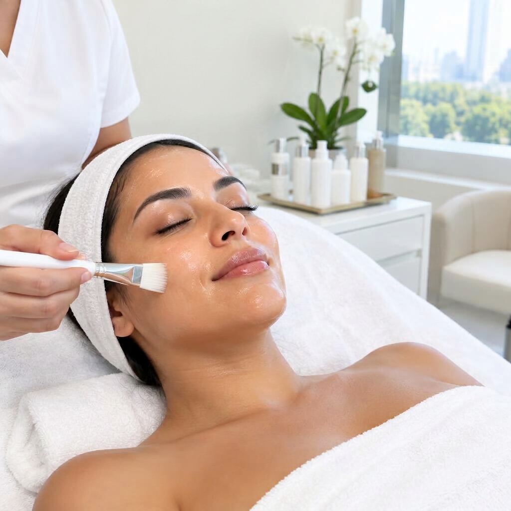 Woman relaxing during a HydraFacial treatment